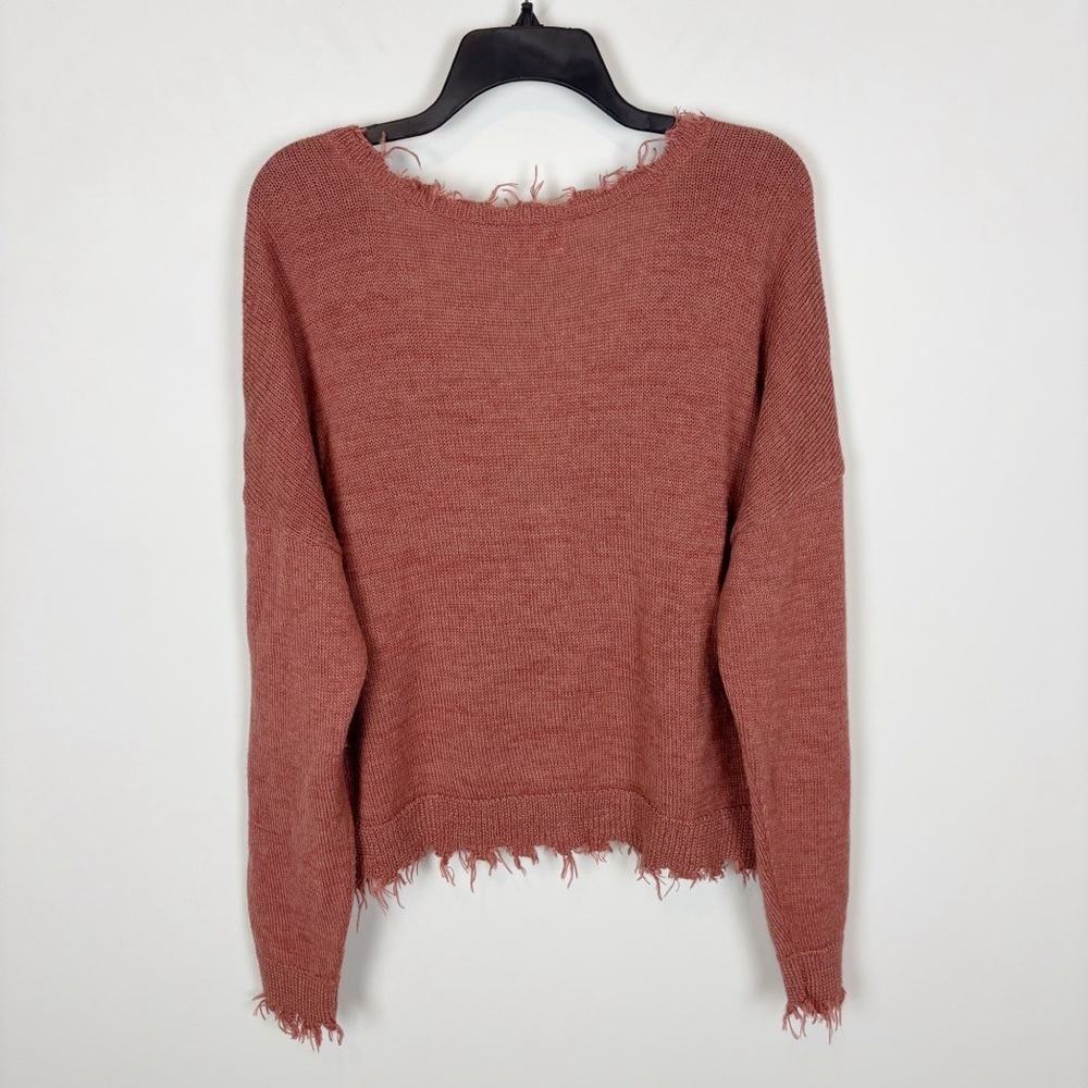 Nation LTD Baby Alpaca Knit Distressed Cardigan in Fig Size M - Picture 6 of 10